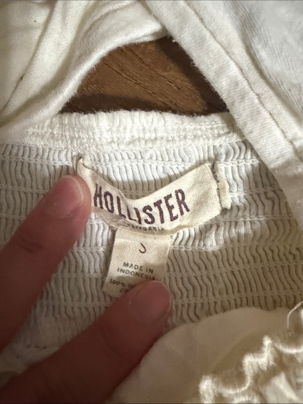 Hollister Cream Smocked Empire Waist Tank Dress with Lace Trim - Picture 2 of 3